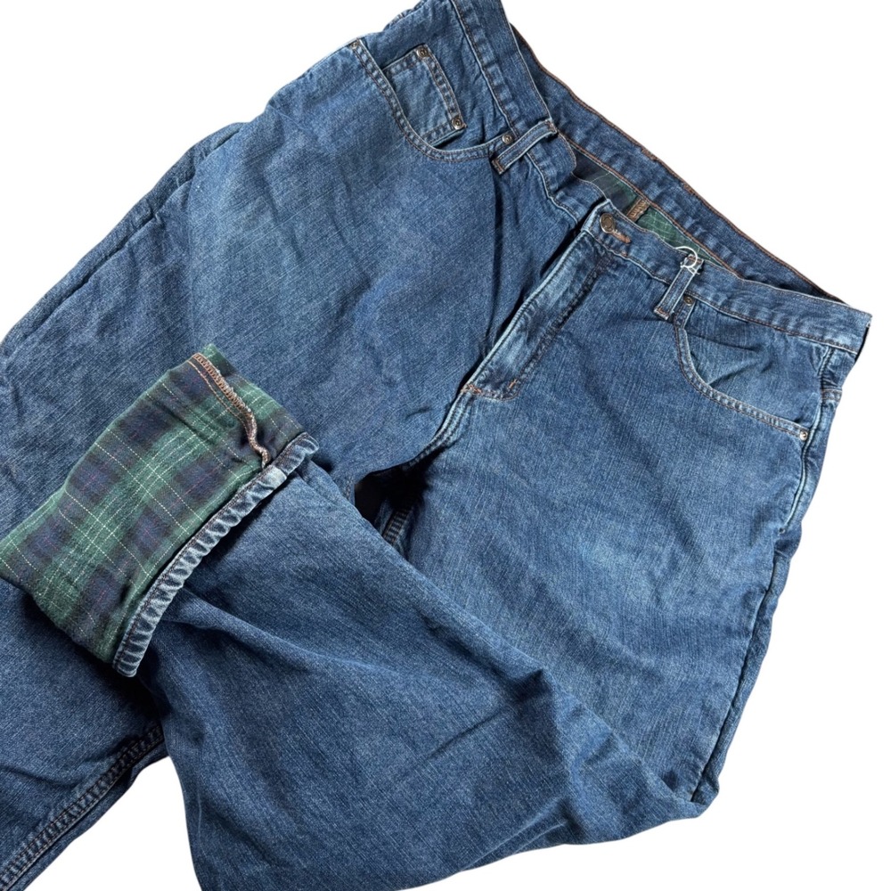 Member's Mark Flannel Lined Jeans Mens 38x32 Blue Denim Straight Leg warm